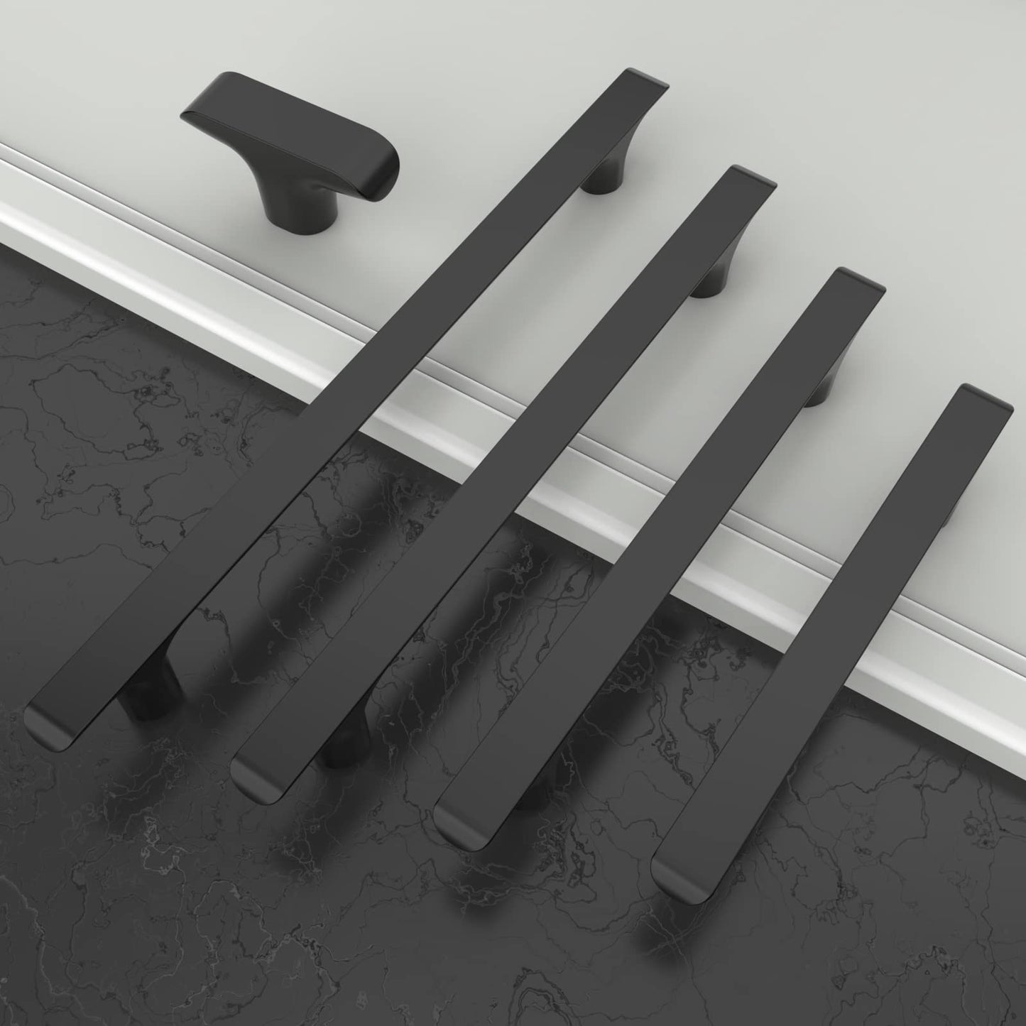 Amerdeco 10 Pack Matte Black Cabinet Knobs & Pulls, 2 Inch(50MM), Kitchen & Bathroom Cabinets
