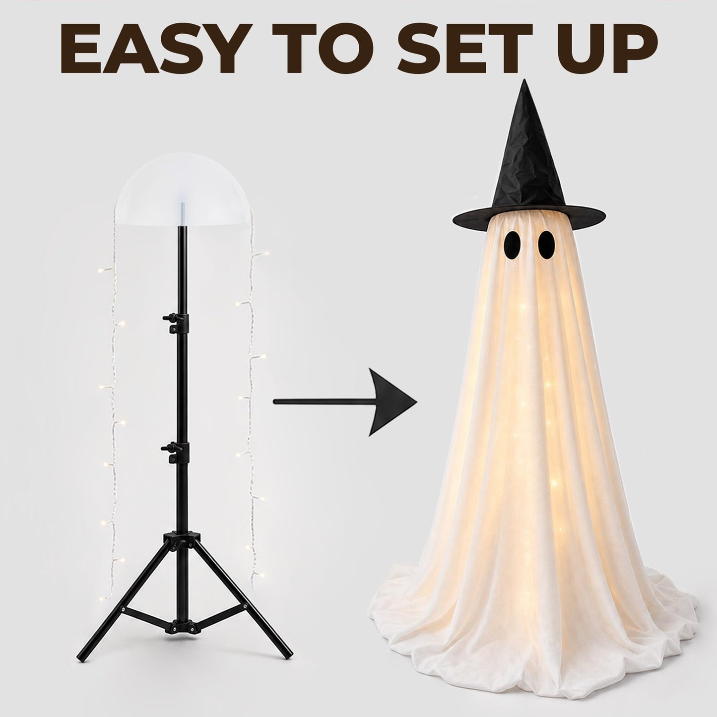 Halloween Decorations Indoor - 2 Pack Light Up Ghosts Easy to Assemble Adjustable Height Spooky Halloween Party Decorations for Porch Yard Mantel Home
