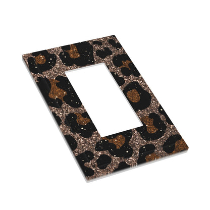 Animal Leopard Print Psychedelic Shine Decorative Outlet Covers 1 Gang Single Rocker Light Switch Cover Plate Wall Plates GFCI Faceplate for Farmhouse Bedroom Decor