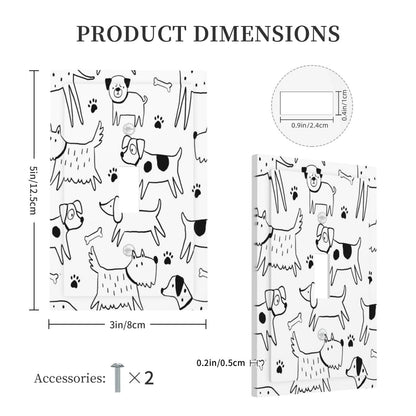 Dog Puppy Animal Black White 1 Gang Light Switch Plate Cartoon Pets Decorative Single Toggle Wall Plate Cover Electrical Switchplate Faceplate for Kawaii Pet Puppy Bathroom Bedroom Room Decorate