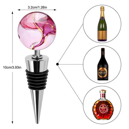 Soleebee 3 Pack Decorative Wine Stoppers, Wine Bottle Stopper with Beautiful Art Glass，Beverage Bottle Stoppers For Gifts, Bar, Holiday Party, Wedding (Style J)