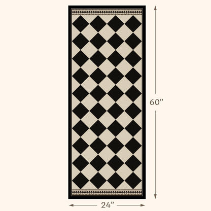 Black and White Checkered 2x5 Easy Jute Laundry Room Rug Runner, Laundry Floor Mat, Washable Non Slip Diamond Boho Carpet for Entryway, Bathroom, Kitchen, Checkerboard Modern Farmhouse Mat