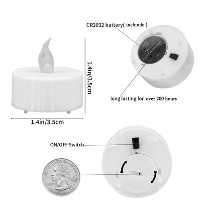 JUNPEI 50Pack Battery Tea Lights Candles- LED Tea Lights Realistic Bright Flickering Holiday Gift Operated Flameless LED Tea Light for Seasonal & Festival Celebration Warm Yellow Lamp Battery Powered
