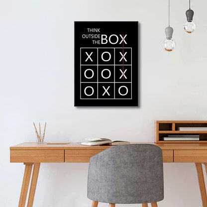 YSPCSUN Inspirational Office Decor Wall Art Think Outside The Box Canvas Print Entrepreneur Motivational Posters Creative Tic Tac Toe Painting For Men Workspace Ready To Hang 24x18 Inch