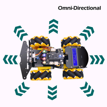 Adeept 4WD Robot Kit Omni-Directional Mecanum Wheels Car for ESP32-S3 Banana Pi PicoW-S3 DIY STEM Remote Educational Robotic with LCD1602 Display, Python Code PDF Tutorials