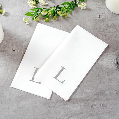 Luxenap 15.8 X 7.9 Inch Linen-Feel Guest Towels, 50 Lettered Hand Towels