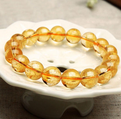 Adabele Real Natural Yellow Citrine Bracelet 7.5 inch Stretch Gemstone Beaded Bracelet Chakra Healing Crystal Stone Jewelry Women Mom Gift (Unisex) GB8-B27
