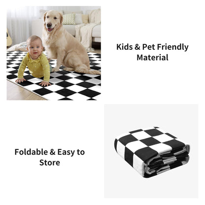 Terrug Black and White Checkered Rug for Living Room,5x7 Area Rugs Washable with Non Slip for Bedroom,Soft Low Pile Stain Resistance Retro Carpet for Dorm Kids Room