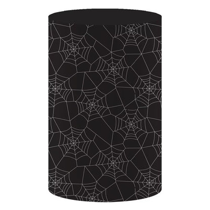 KONPON Halloween Party Cylinder Cover Black Horrible Spider Web Plinth Pedestal Covers for Spooky Ghost Horrible Dress up Parties Photoshoot