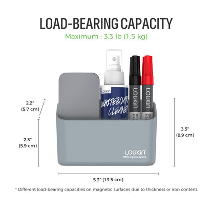 loukin Magnetic Marker & Remote Control Organizer, Dry Erase Marker Holder, Magnetic Storage for Whiteboard or Refrigerators (Gray)