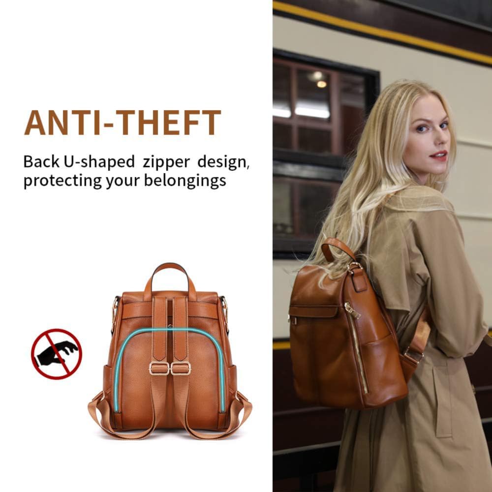 Kattee Women's Anti-Theft Backpack Purse Genuine Leather Shoulder Bag Fashion Ladies Satchel Bags