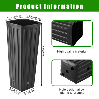 Nuenen 100 Pcs Tall Tree Pot Plastic Deep Plant Nursery Pots Black Seedling Treepots Flower Plant Container with Drainage Holes for Indoor Outdoor Gardening (11.8" H X 3.9" W)