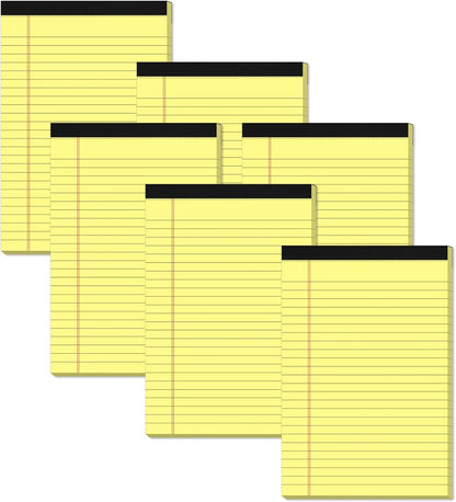 Yellow Note Pads 5x8 Small Legal Pads College Ruled Notepad for Office 6 Pack Yellow Writing Pads 5x8 Narrow Ruled Paper Pads 25 Lines 80 GSM Paper Tablets 5x8" Lined Notepads With 30 Sheets Per Pad
