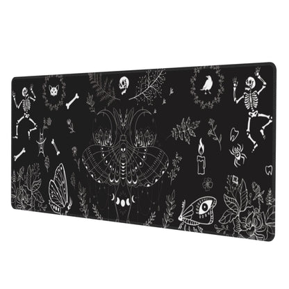 Moth Gaming Mouse Pad XL Halloween Elements Large Extended Non Slip Rubber Base Desk Mat Stitched Edge Keyboard Mat 31.5x11.8 Inch