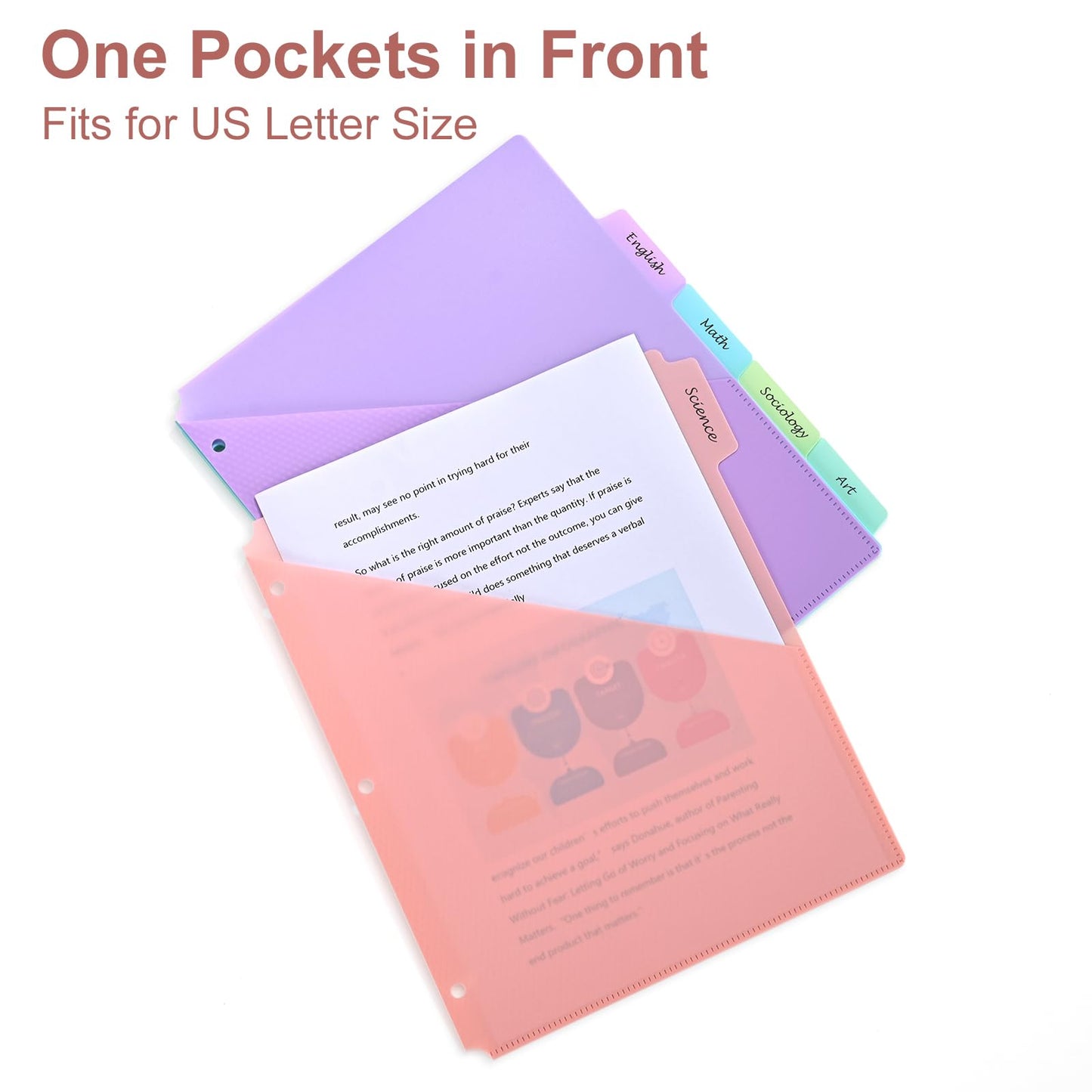 5 Tabs Dividers with Pockets for 3 Ring Binder, 5 Counts Binder Dividers for US Letter Size, Binder Dividers with Tabs for School Office Organization(XY025) (12)