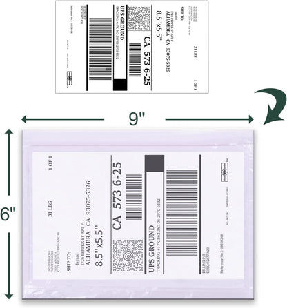 Clear Adhesive Top Loading Packing List Pouches 6'' X 9'', Shipping Label Sleeves, Packing Slip Envelopes (2000 Pack)