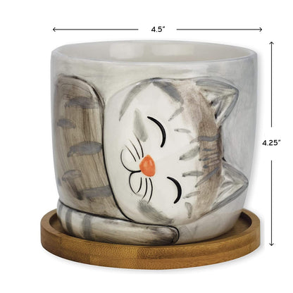 Window Garden Animal - Large Kitty Pot (Barney) Purrfect for Indoor Live House Plants, Succulents, Flowers and Herbs, Super for Cat Lovers, Cat