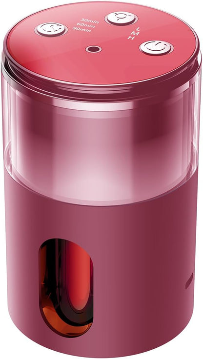 Waterless Essential Oil Diffuser: 𝟗 𝐂𝐨𝐥𝐨𝐫𝐬 𝐋𝐄𝐃 Scent Diffuser for Home&Car&Office - Portable Diffuser with 48H Battery, 4 Timers & 3 Mist Levels, Bright Red