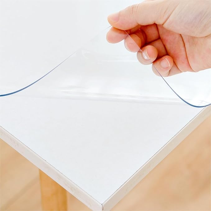 43 x 95 Inch Clear Table Cover Protector, Clear Table Protector for Dining Room Table, 1.5mm Plastic Table Cover, Waterproof Table Pad for Kitchen, Office