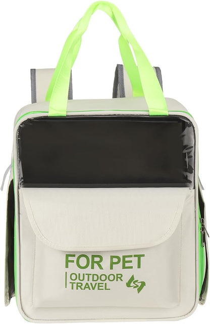 Pet Backpack Carrier, Portable and Ventilated, Oxford Cloth, Dogs Cats and Small Animals Travel Bag 13.39" Up to 16.5 Lbs, (Beige), Intended for Hiking/Camping/Traveling