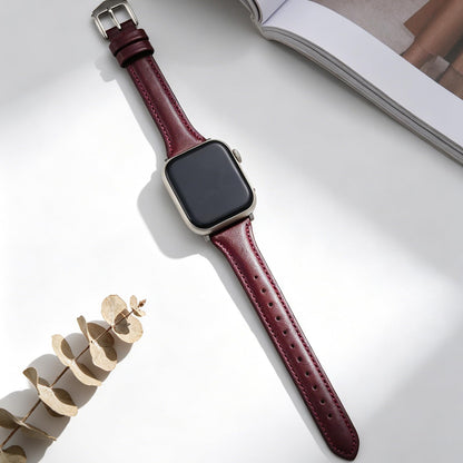 Slim Soft Genuine Leather Bands Compatible with Apple Watch Band 42mm 44mm 45mm 46mm 49mm for Women, Dressy Durable Leather Replacement Strap for iWatch Ultra1/2/3 SE1/2/3 11 10 9 8 7 6 5 4 3 2 1