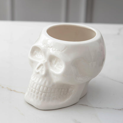 Tanvecle Skull Planter Pots, Skeleton Vase for Succulent, Flowers, Gothic Centerpiece for Table, Punk Home Decor and Accessories, Halloween and Day of The Dead Decorations - White