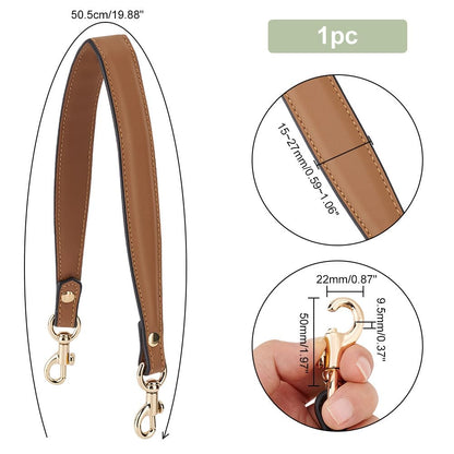 PH PandaHall Genuine Leather Handle, 20 Inch Purses Strap 1 inch Wide Purse Handle Brown Replacement Bag Strap with Golden Buckles for DIY Handbag Making