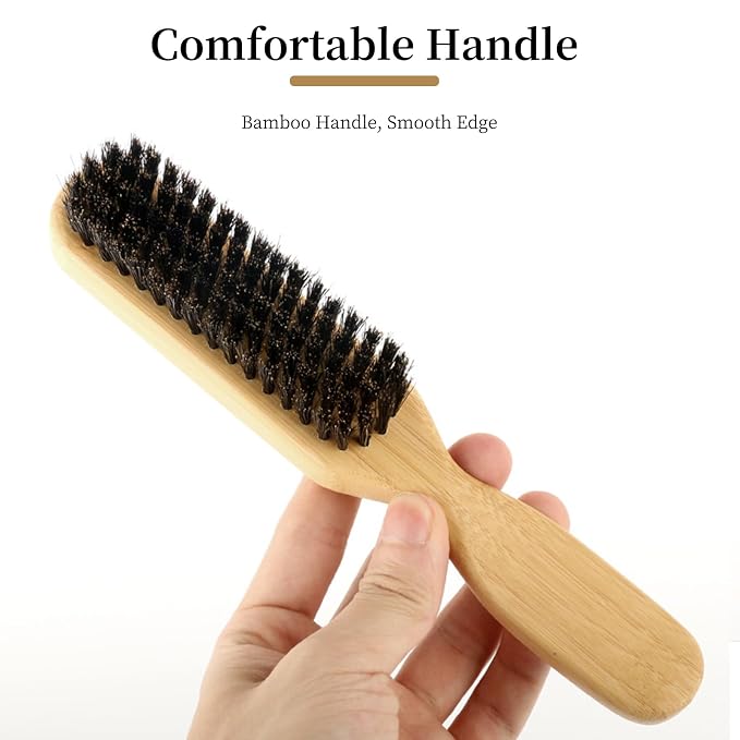 Soft Boar Bristle Dog Brush for Short Haired Dogs - Made of Bamboo, Gentle Deshedding & Grooming Tool, Ideal Dog Hair Brush for Pets, Dog Brushes for Grooming and Shedding （Small）