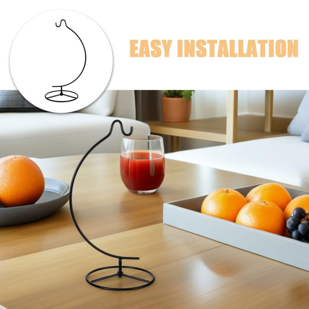 jojofuny 2pcs Metal Moon-shaped Hanging Ornament Display Stand Holder for Air Plant Terrariums and Glass Globe Pots Indoor Home Décor Hanging Rack