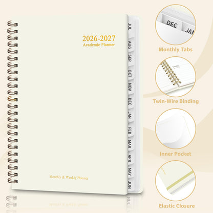 Planner 2026-2027, Weekly and Monthly Academic Planner, July 2026 - June 2027, Hardcover Calendar Agenda Book for School Year Planning, School Supplies for Teacher and Student, A5(6.3'' x 8.5'')