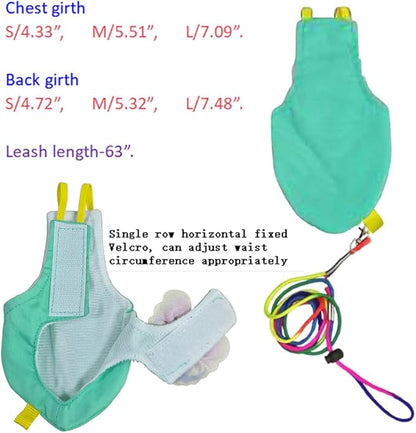Escape-Proof Parrot Harness & Leash Set with Diaper - Adjustable Flight Suit with Bow & Safety Cord for Conures, African Grey, Parakeets, Doves (Yellow-S)