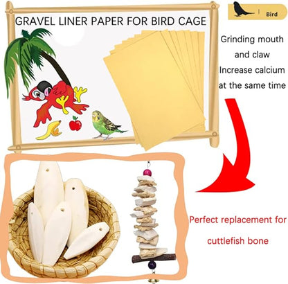 Firdnyohs 25PCS Gravel Paper for Bird Cage,11" x17" Bird cage Liner Gravel Paper Special for Bird Cage in sea Sand-Great for Hard-Billed Birds Safe& Clean & Easy for Improved Digestion…