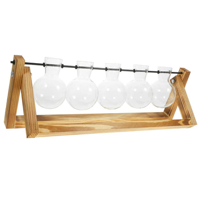 BESPORTBLE Wooden Stand Plant Propagation Glass Vases for Hydroponic Plants Terrarium for Home Decor