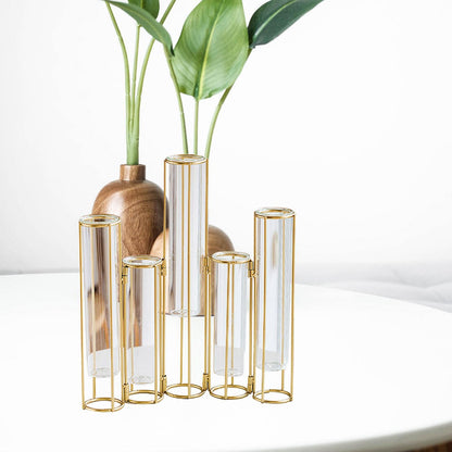 Bothyi Hinged Flower Vase, Test Tube Vase Set with Stand, Hinged Plant Vases Glass Vase, for Home Table Centerpiece