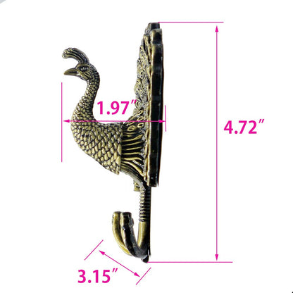 Ailejia 1Pair Peacock Curtain Holdbacks Zinc Alloy Wall Hook Hanging Ball Straps Wall Mounted Curtain (Bronze)