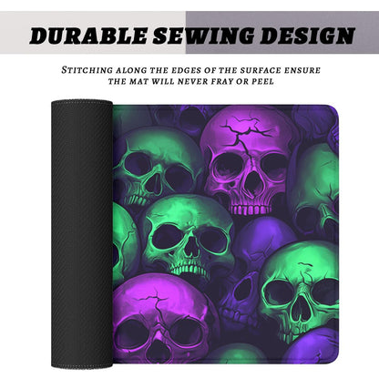 Neon Skull Gaming Mouse Pad Purple Green Gothic Halloween Skeleton Extended Keyboard Mouse Mat for Computer Office, Big Laptop Mouse pad, Gaming Pc 31.5x11.8 in