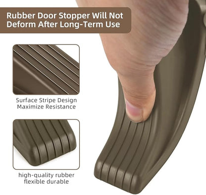 JZWBLILY Door Stoppers for Bottom of Door on Floor, Premium Rubber Door Stopper Wedge, Floor Sturdy Stackable Door Stops for Carpet Heavy Duty Door (Brown, 2 Pack)