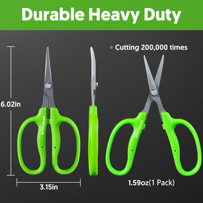 2PCS Garden Scissors, Curved Blade,6in Pruning Shears Snips Non-stick Coated Sharp Steel Blades - Gardening Tools Garden Shears for Plants Herb Flowers in Grow Tent and Hydroponics