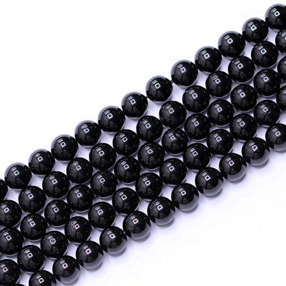 PLTbeads Natural Gemstone Loose Beads Smooth Round Approxi 15 inch DIY Bracelet Necklace for Jewelry Making (6mm, Black Tourmaline)