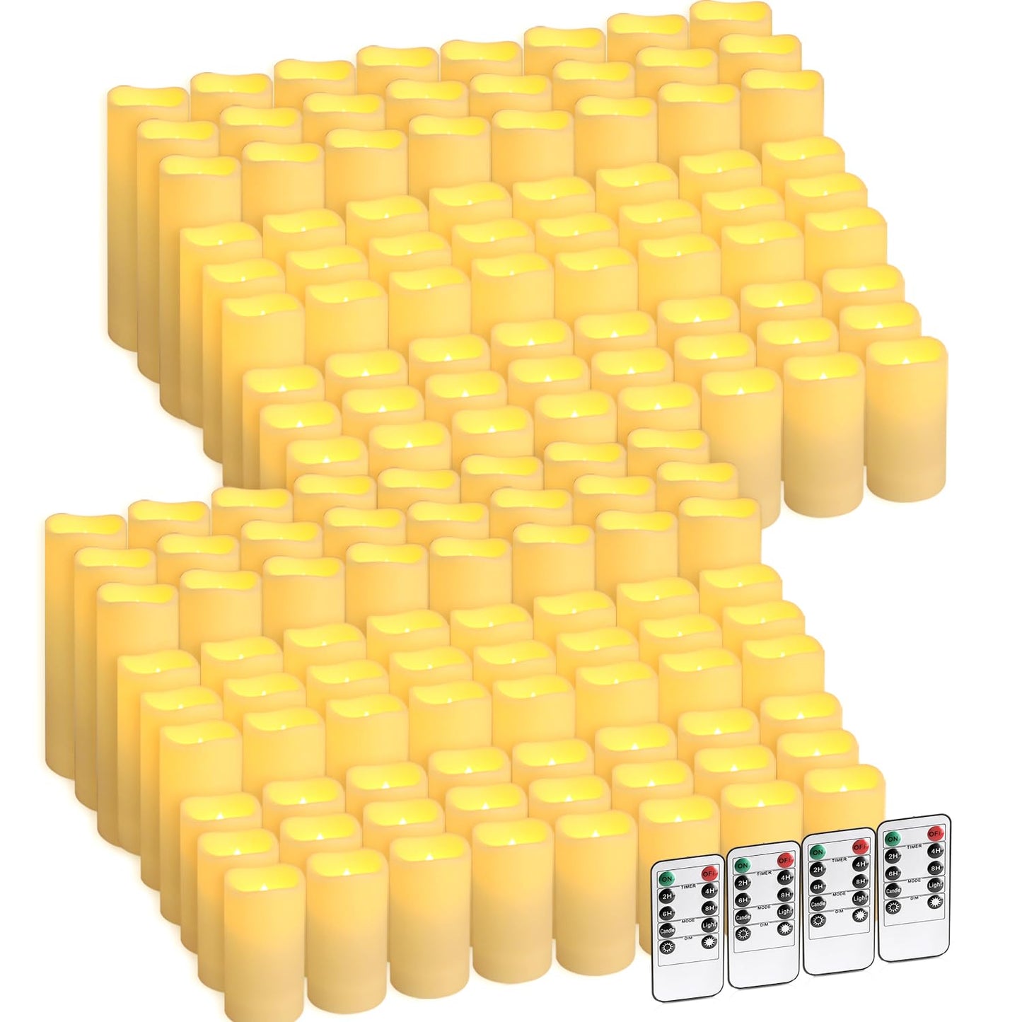 144-Pack LED Flameless Candles with Remote Control - Battery Operated, Timer, Dimmable, 3D Flame Flickering , Perfect for Halloween Christmas Parties,Wedding,Home Decor ,Gift and Special Occasions.