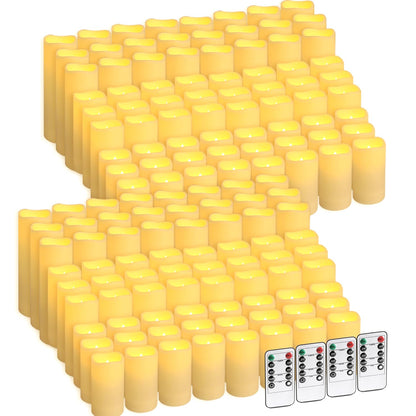 144-Pack LED Flameless Candles with Remote Control - Battery Operated, Timer, Dimmable, 3D Flame Flickering , Perfect for Halloween Christmas Parties,Wedding,Home Decor ,Gift and Special Occasions.