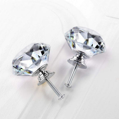 NORTHERN BROTHERS 10 Pack 30mm Crystal Cabinet Knobs, Diamond Glass Drawer Knobs with 3 Screw Sizes, for Dresser, Kitchen & Bathroom, Silver