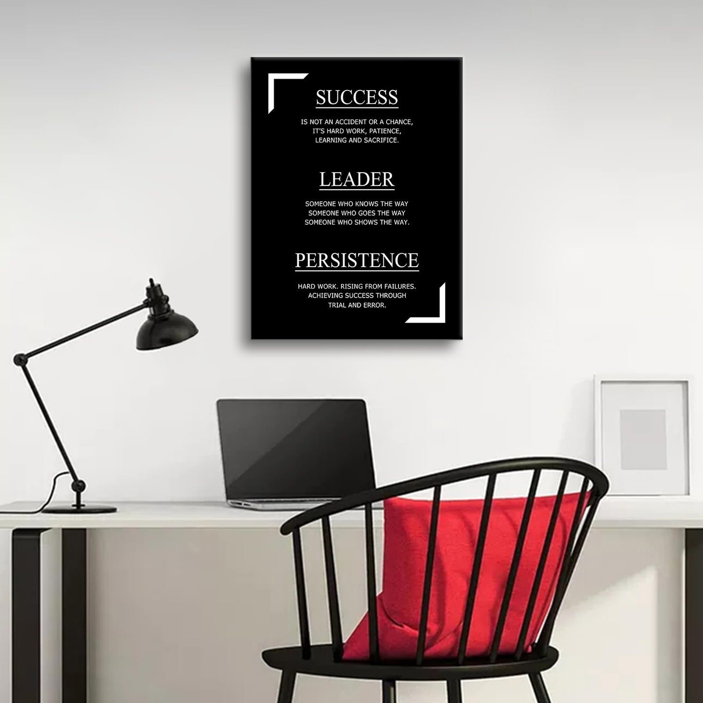 Inspirational Canvas Wall Art Success Leader Persistence Office Poster Print Motivational Picture Painting for Living Room Class Room School Wall Decoration Stretched and Framed [18''Wx24''H]