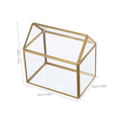 Handmade Glass Planter Terrarium Unique House Shaped Indoor Tabletop Greenhouse for Air Plant Display Geometric Succulent Decor Box for Home and Office Centerpiece