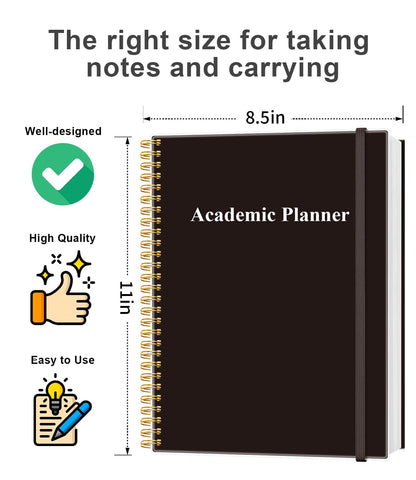 Academic Planner for 2026-2027 or Anytime - Undated Weekly Student Planner For Homeschool, High School, College & Nursing Students, 200 Pages, 8.5" x 11", Black