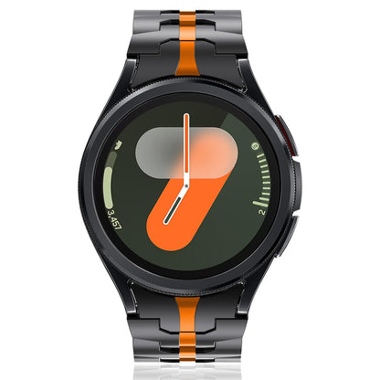 WINGLE Metal Bands for Samsung Galaxy Watch 7 6 5 4 Band Galaxy Watch 6 Classic/5 Pro/4 Classic/FE Band Men 47mm 43mm 45mm 44mm 40mm 46mm 42mm, No Gap Solid Stainless Steel Link, Black/Orange