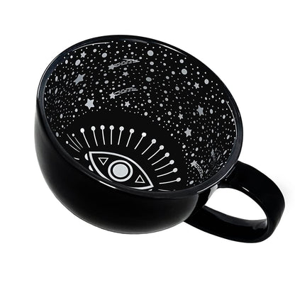 BigNoseDeer 15oz Goth Halloween Mug Large Witch Halloween Coffee Mug Evil Eyes Goth Decor Ceramic Tea Cup Black Coffee Cup for Witchy Gifts Goth Cup Tea Mug Halloween Cauldron Mug Witch Brew Mug