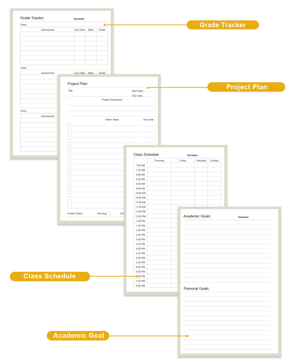 Academic Planner for 2026-2027 or Anytime – 5.8" x 8.5" Undated Weekly Student Planner For Homeschool, High School, College & Nursing Students, 200 Pages, Beige