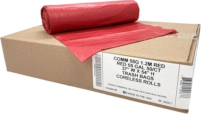 Ultrasac Heavy Duty 55 Gallon Red Trash Bags