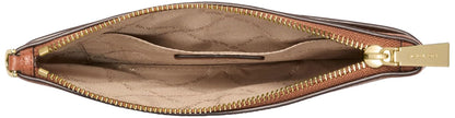 Michael Kors Women's Jet Set Charm Medium Top-Zip Wristlet, Gold-Tone Hardware/Luggage